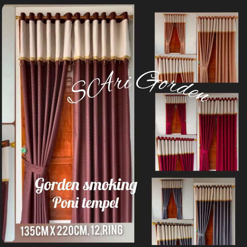 Hordeng Tiray Gorden Smokring Poni Tempel Pintu Jendela Minimalis