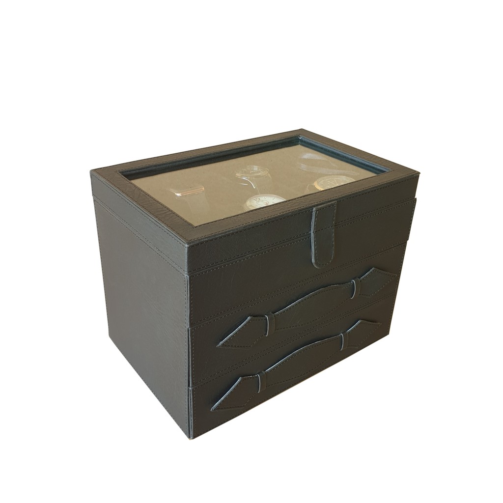 BLACK FULL - Box Jam Tangan isi 12 Mix Kacamata isi 5 dan Perhiasan Emas Antam Kalung Cincin