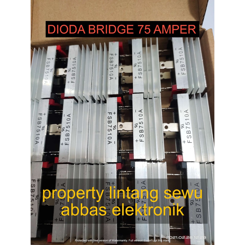 DIODA BRIDGE KOTAK 75 AMPER 75A FSB 7510A BODI ALUMINIUM