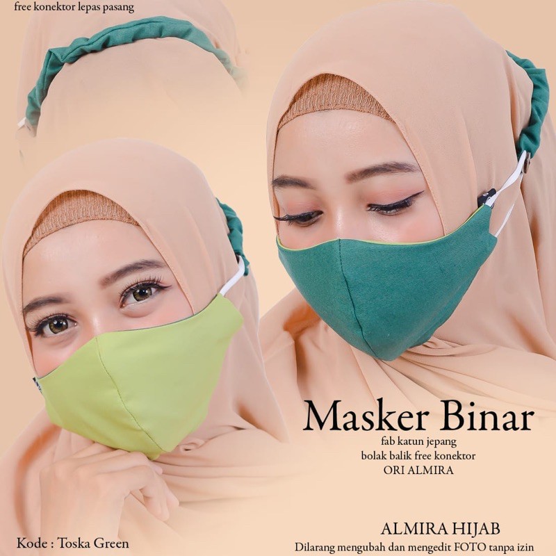 BISA COD|masker bolak balik premium katun by Almira group|masker 2warna