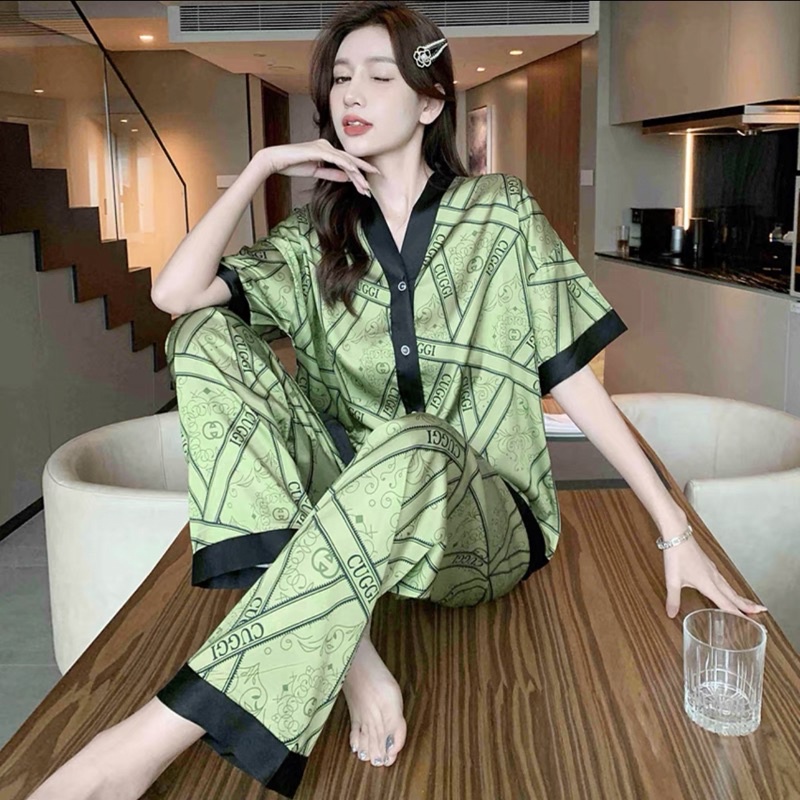 JC- Stelan V Satin Import CP / Piyama Satin Kancing Lerah V Import / piyama Korea Terbaru / Piyama Import Terbaru