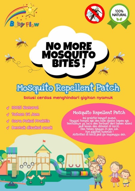 BABY FLOW STIKER ANTI NYAMUK 1 Pak isi 24 pcs / 1 Sachet isi 6 pcs - Mosquito Repellent Patch - AMAN untuk Bayi Babyflow