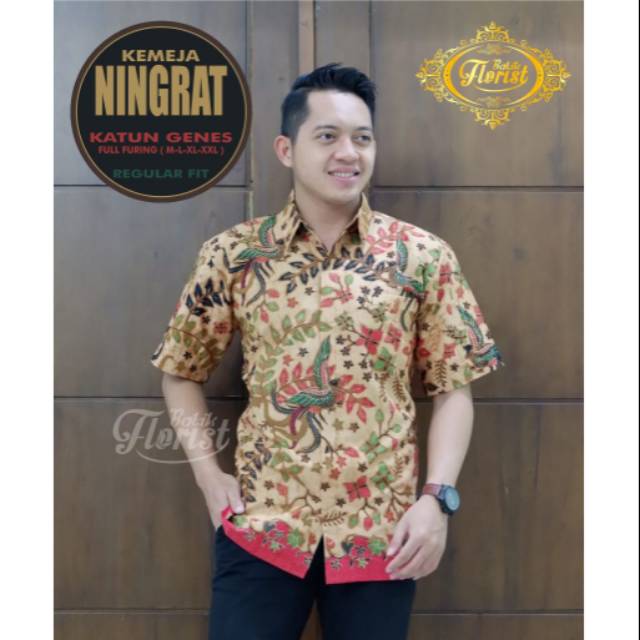 NINGRAT Kemeja Batik Pria Katun GENES Full Furing