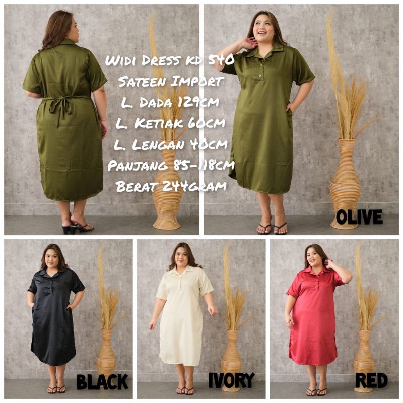 JUMBO DRESS PESTA WANITA SATIN PREMIUM WIDI FIT LD 129