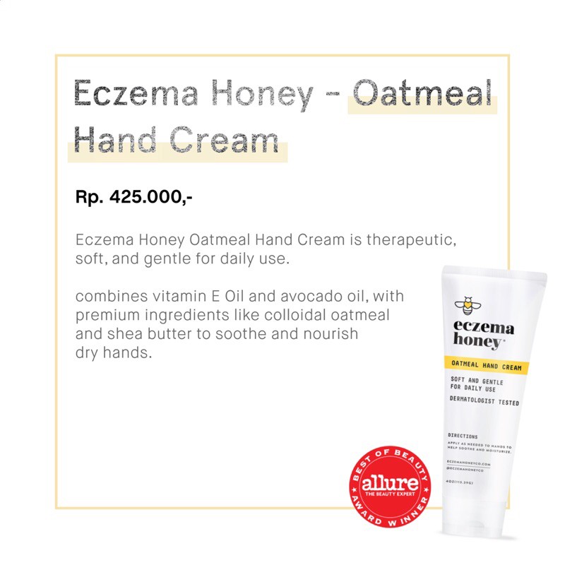 ECZEMA HONEY - OATMEAL HAND CREAM