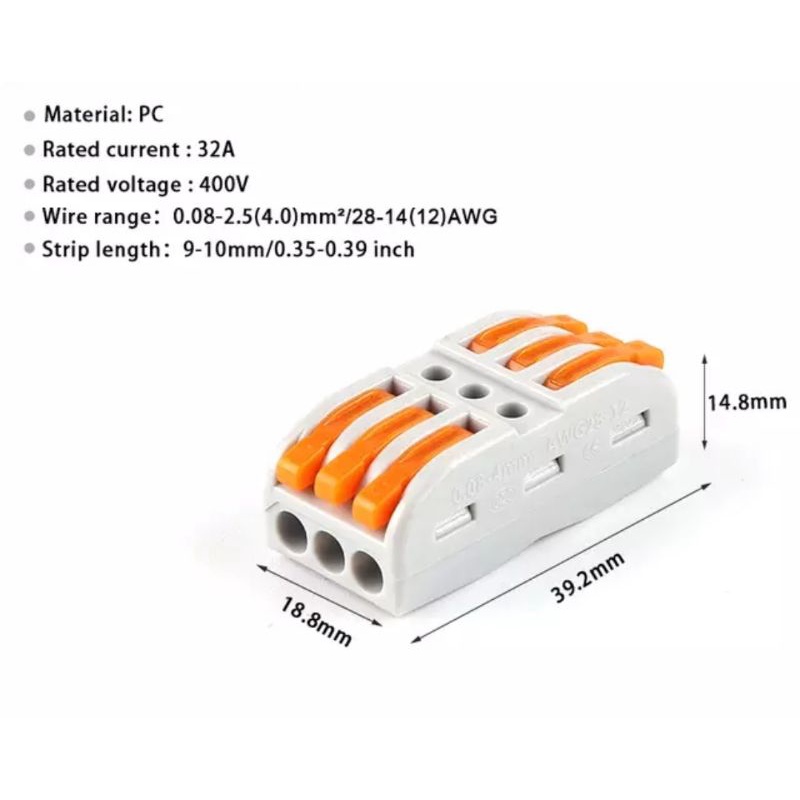 Wire Connector Terminal Kabel Block Tuas (S-22/33/5/T) Sambungan Cepat 11 Pcs