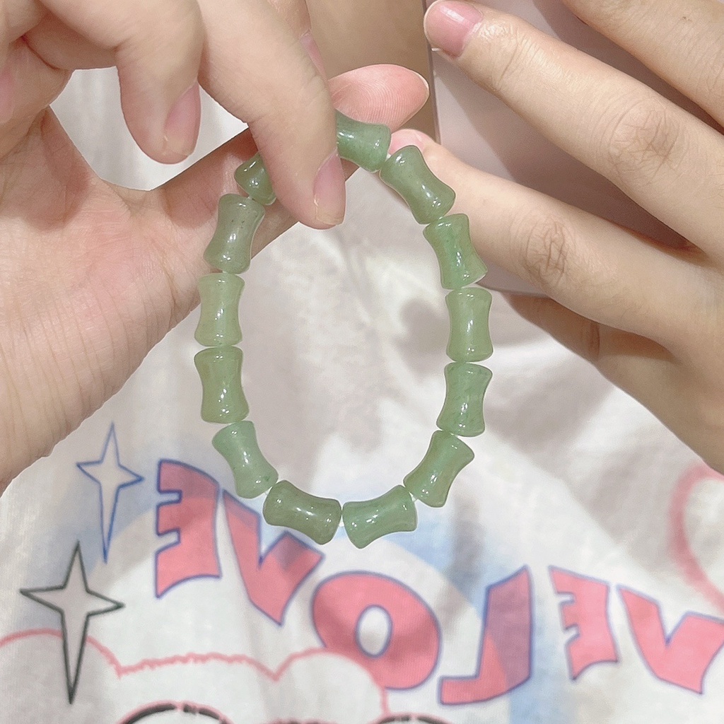 Gelang Tangan Manik-Manik Batu Jade Bambu Natural Untuk Wanita ACKER