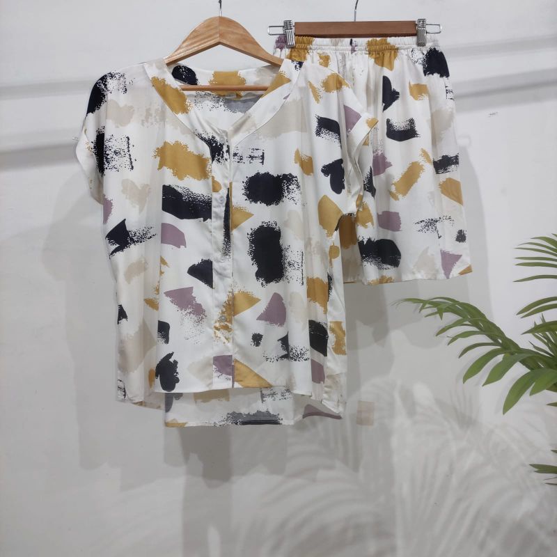 0PIYAMA KANCING PENDEK | PIYAMA BUSUI PENDEK | PIYAMA RAYON | BAJU TIDUR MURAH-KCB 24