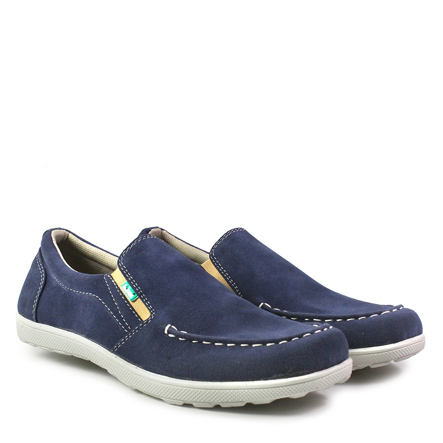 sepatu pria casual slop kickers askos navy sepatu slip on suede murah