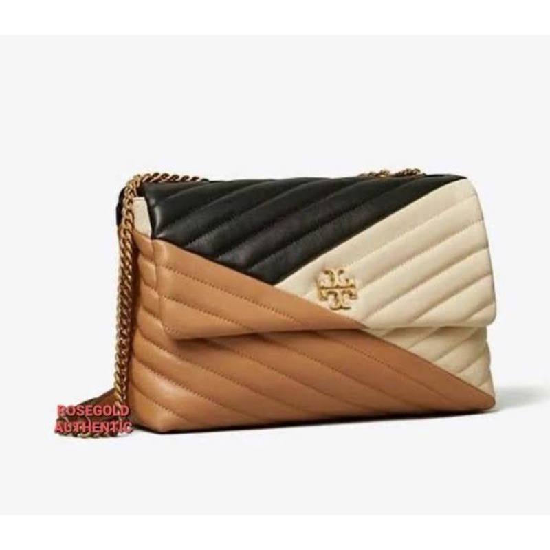 Tory Burch Kira Chevron Convertible Shoulder Bag Medium 27 Cm - Tiramisu