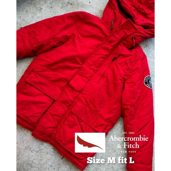 Jaket Bulu Angsa Abercrombie & Fitch Merah