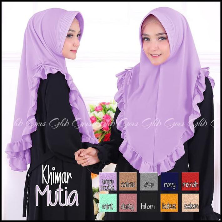 Anisacollectionshop Hijab Khimar Mutia - Ungu Muda