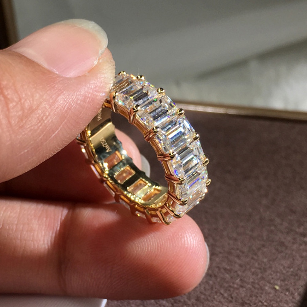 Hu Hu Hu Hu Hu Alat Bantu Pasang Kacamata♡ Cincin Pernikahanpertunangan Hias Cubic Zirconia Bentuk Persegi Panjang Gaya Mewah Untuk Wanita