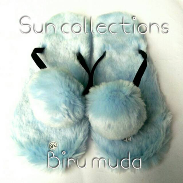 Sandal Bulu pompom import (1)Kg 12 pasang