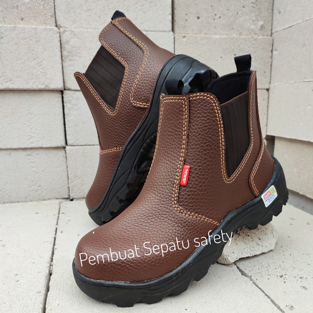 Sepatu Safety King Skn Ujung Besi Kulit Buatan Import Terlaris Kerja Bengkel Kitchen Pabrik Sepatu Kerja