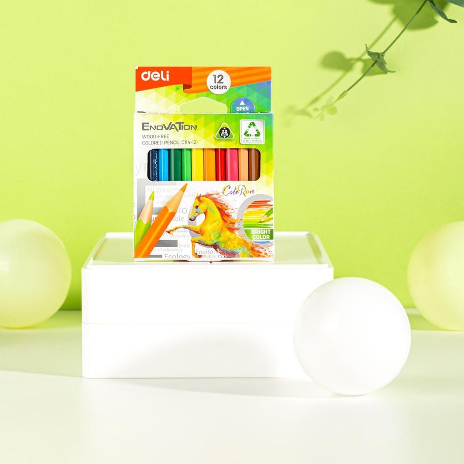

ㅝ Deli Color Run Color Pencil / Pensil Warna 12 Warna Desain Segitiga Wood-Free EC114 ☮