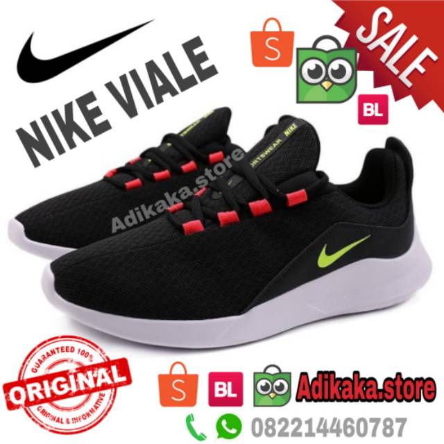 NIKE VIALE WARNA HITAM ORIGIANAL