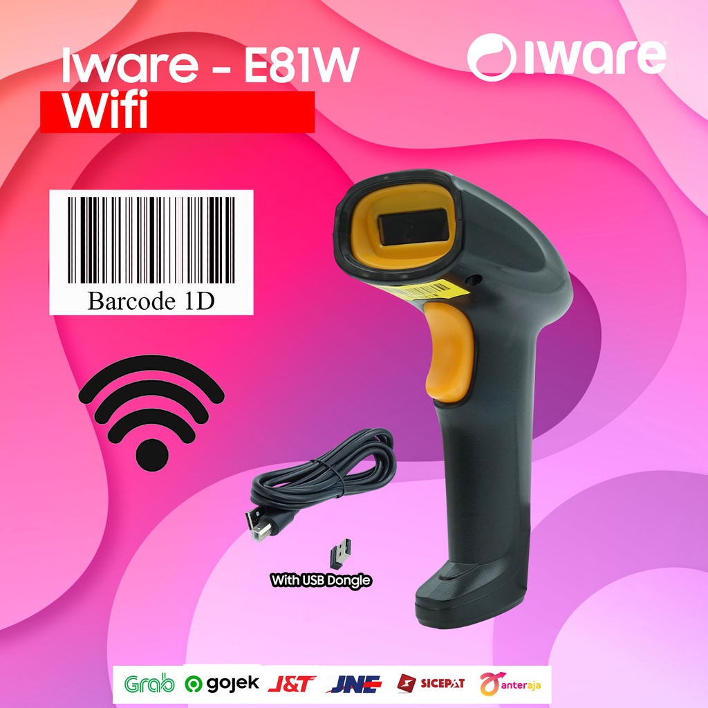 Barcode Scanner Wireless Iware BS - E81W - Scanner Barcode 1D Wireless Iware