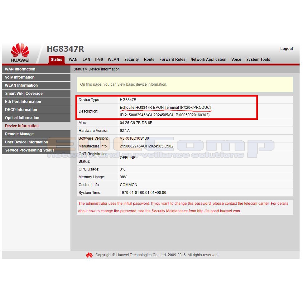 ONT Huawei HG8347R EPON ONT Wireless | EPON ONU HG8347R