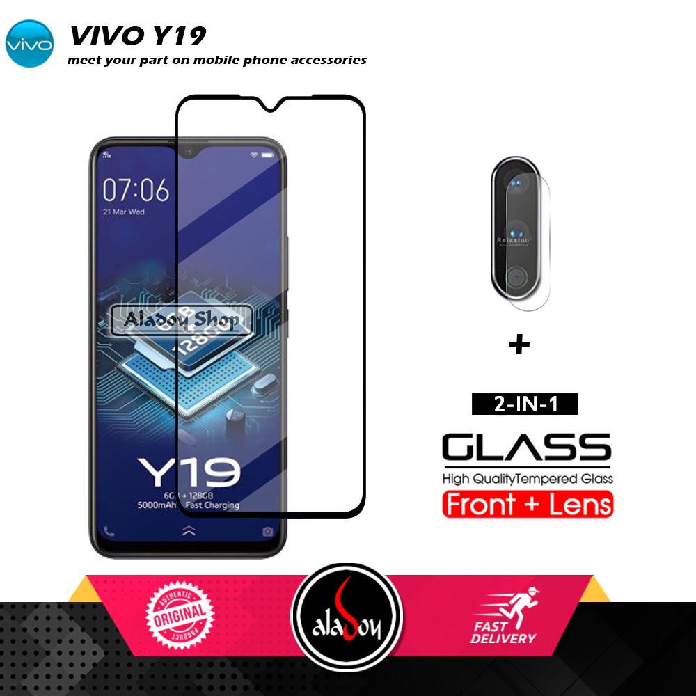 Tempered Glass VIVO Y19 PAKET 2 IN 1 Tempered Glass Layar dan Tempered Glass Camera