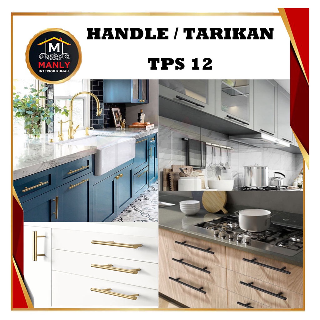 Handle Tarikan Minimalis TPS 12 TPS 10 GOLD &amp; HITAM / Tarikan Minimalis Laci, Lemari, Pintu, Jendela)