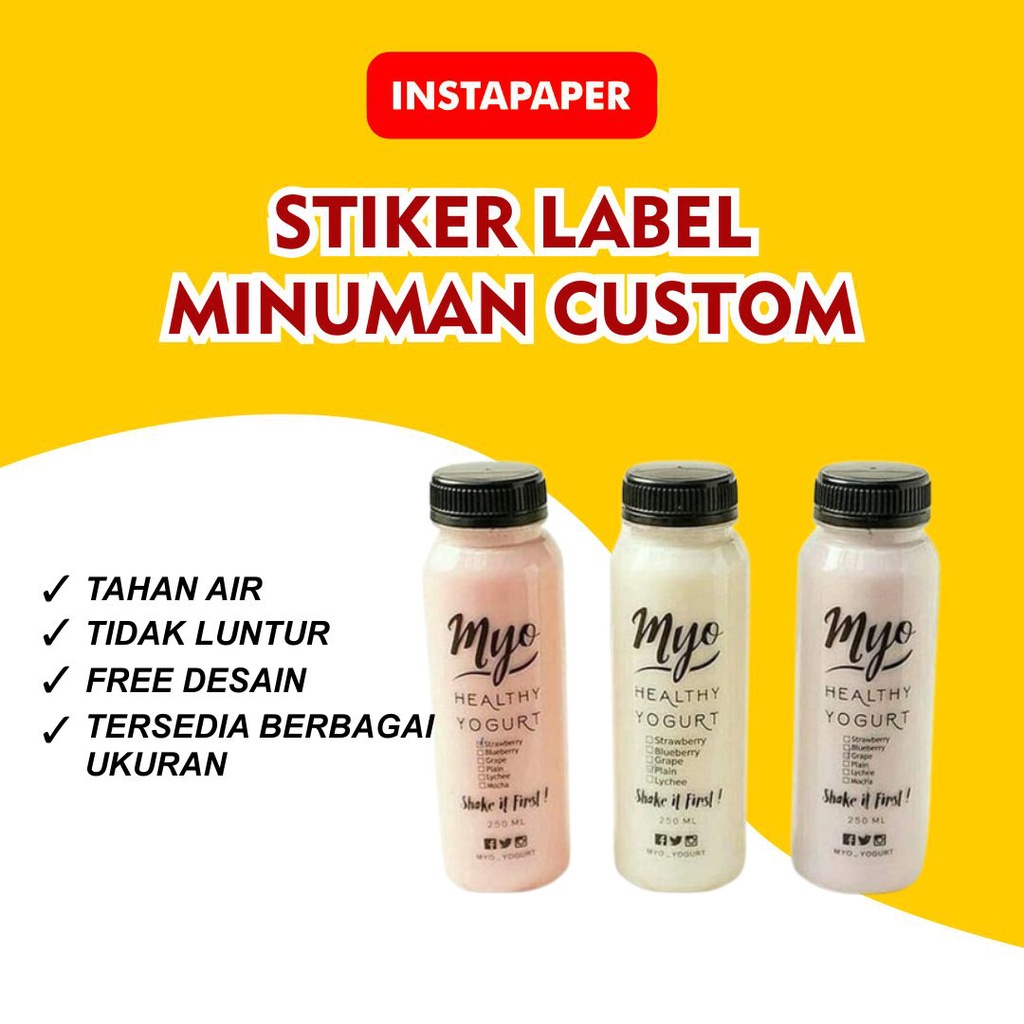 Jual Sticker Botol Minuman Transparan Custom Sticker Logo Minuman Custom Stiker Anti Air 2875