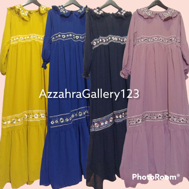 GAMIS BUNGA CERUTY PREMIUM //BUSUI RESLETING // BUNGA BORDIR //FULL FURING