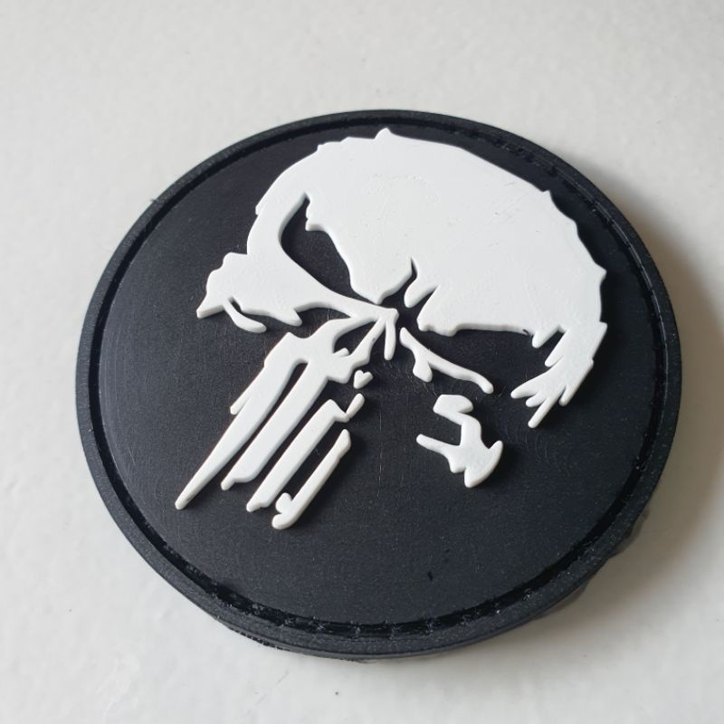 PATCH RUBBER LOGO TENGKORAK SCULL BULAT/TEMPELAN EMBLEM KARET VELCRO TACTICAL