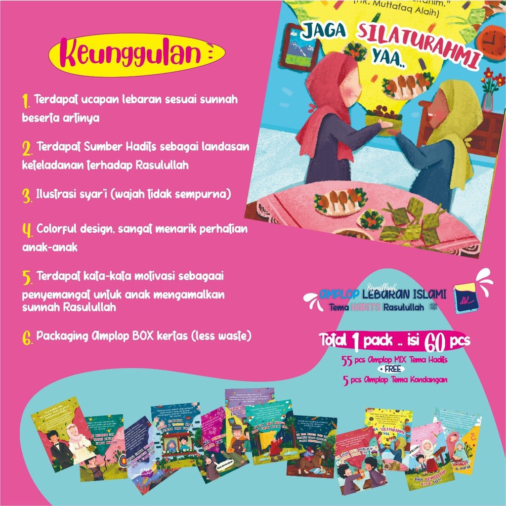

AMPLOP LEBARAN IDUL FITRI TEMA HADITS 55 pcs + BONUS 1 TEMA AMPLOP KONDANGAN 5 pcs