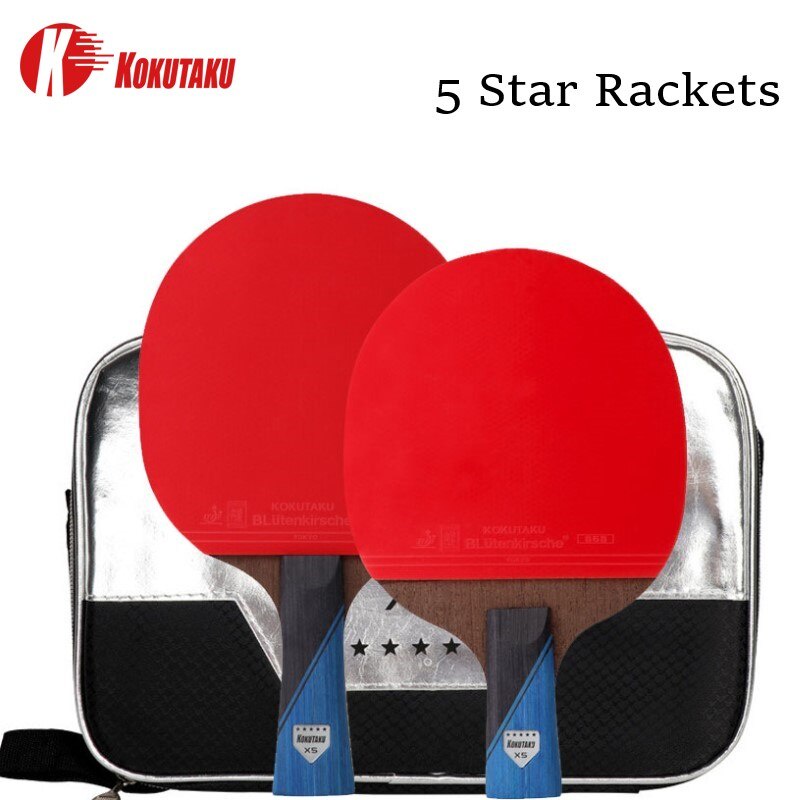 2pcs Kokutaku X4 / X5 / X6 Raket Tenis Meja / Ping Pong Bahan Karet Dengan 7 Bilah Kayu