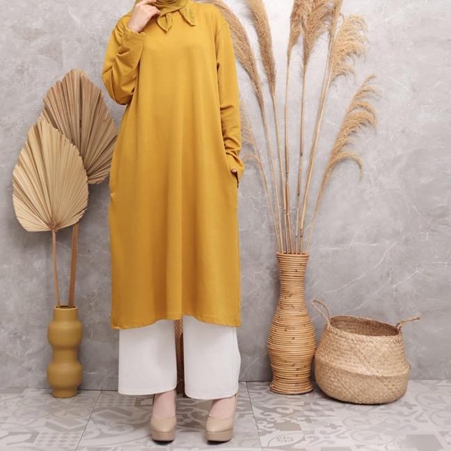➤ TUNIK BORTEGA - KAOS RAJUT IMPORT MUSLIMAH JUMBO XXL MURAH GROSIR POLOS KNIT TEBAL ADEM MELAR ABG 