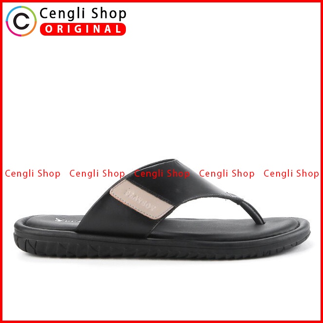 SANDAL JEPIT KULIT PLAYBOY PRIA ORIGINAL CASUAL BRANDED HITAM PL05