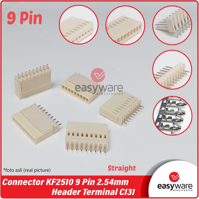 1 Set Connector Molex KF2510 9P 9 Pin 9Pin 2.54mm Header Terminal CI31