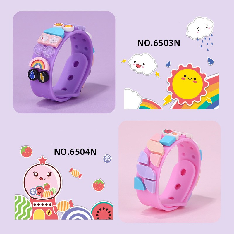 2020kreativa DIY Dots Bricks Anak Blok Gelang Gelang Adjustable Panjang Blok Bangunan Mainan Untuk Gadis Cowok Hadiah