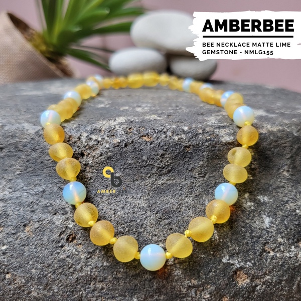 Kalung Amber Pereda Nyeri Tumbuh Gigi Anak Premium Mix Gemstone NMLG155 By Amber Bee