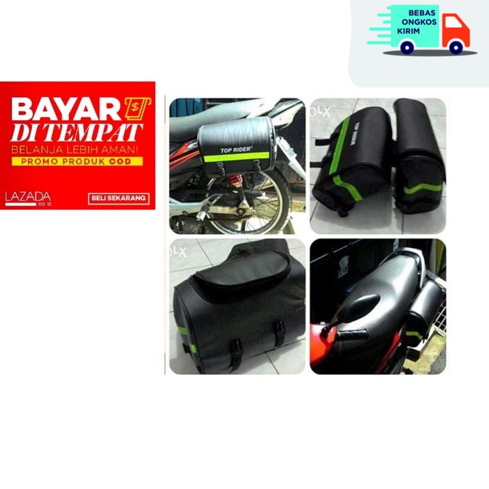 COD WA SPEED Top Rider - Sidebag Tas Bagasi Samping Motor - strip hijau