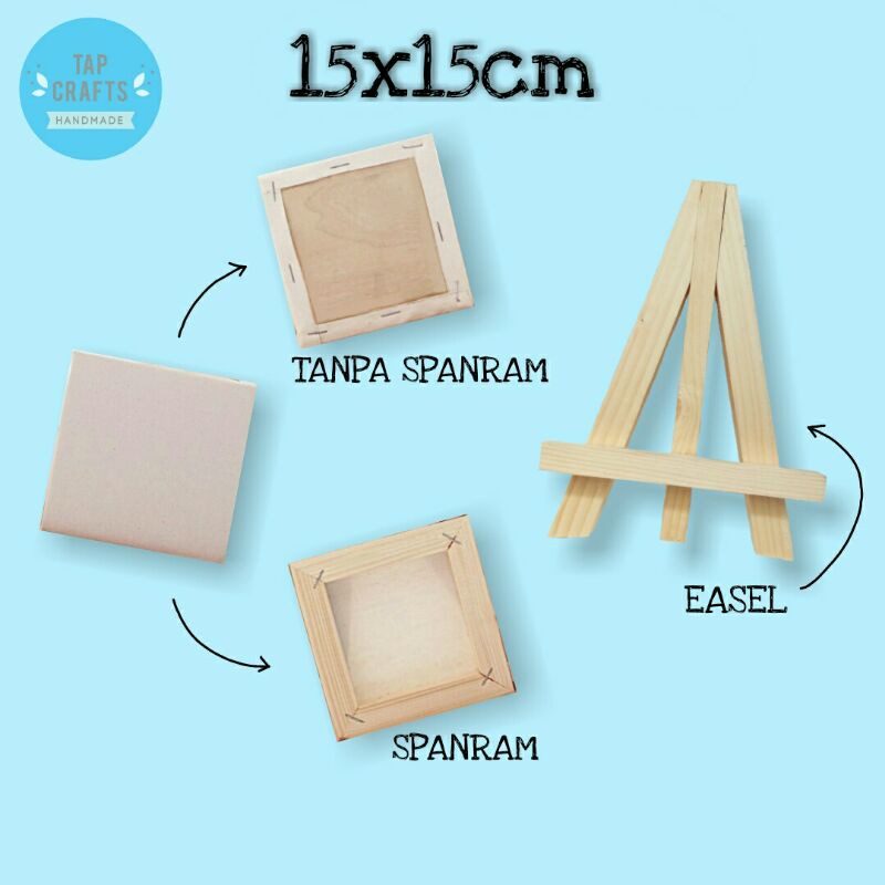  Kanvas  Lukis  Canvas  Board ukuran 15x15cm Tripod Easel 