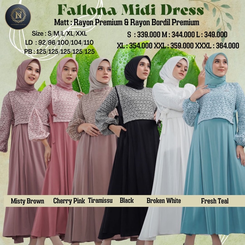 FALLONA MIDI DRESS ✅ NADHEERA LUXURY ✅ RAYON PREMIUM x RAYON BORDIR PREMIUM