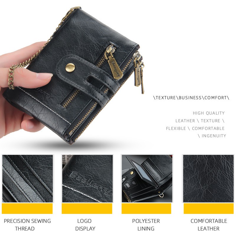 BAELLERRY D3226 Dompet Pria Dompet Pendek Bahan Kulit PU Leather Premium WATCHKITE WKOS