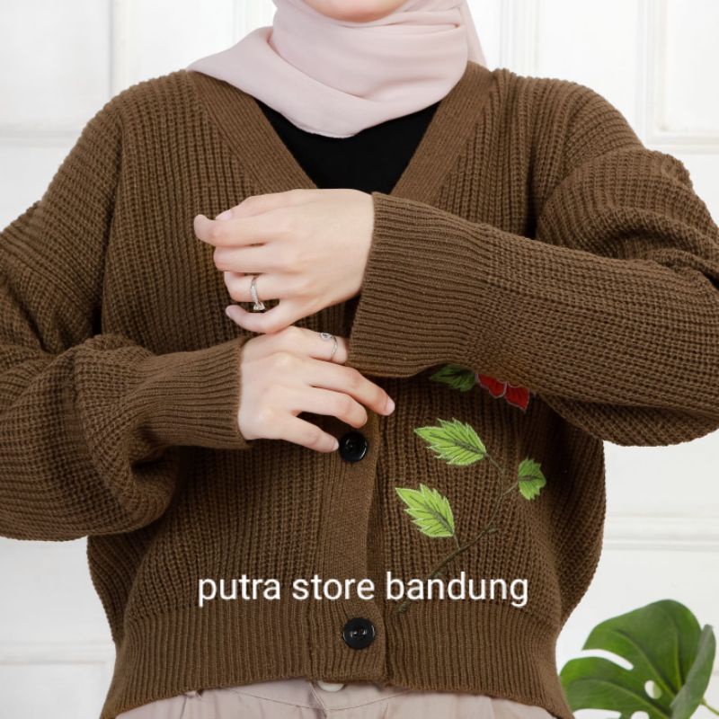 CARDIGAN CROP DITYA BORDIR MOTIF BUNGA PREMIUM