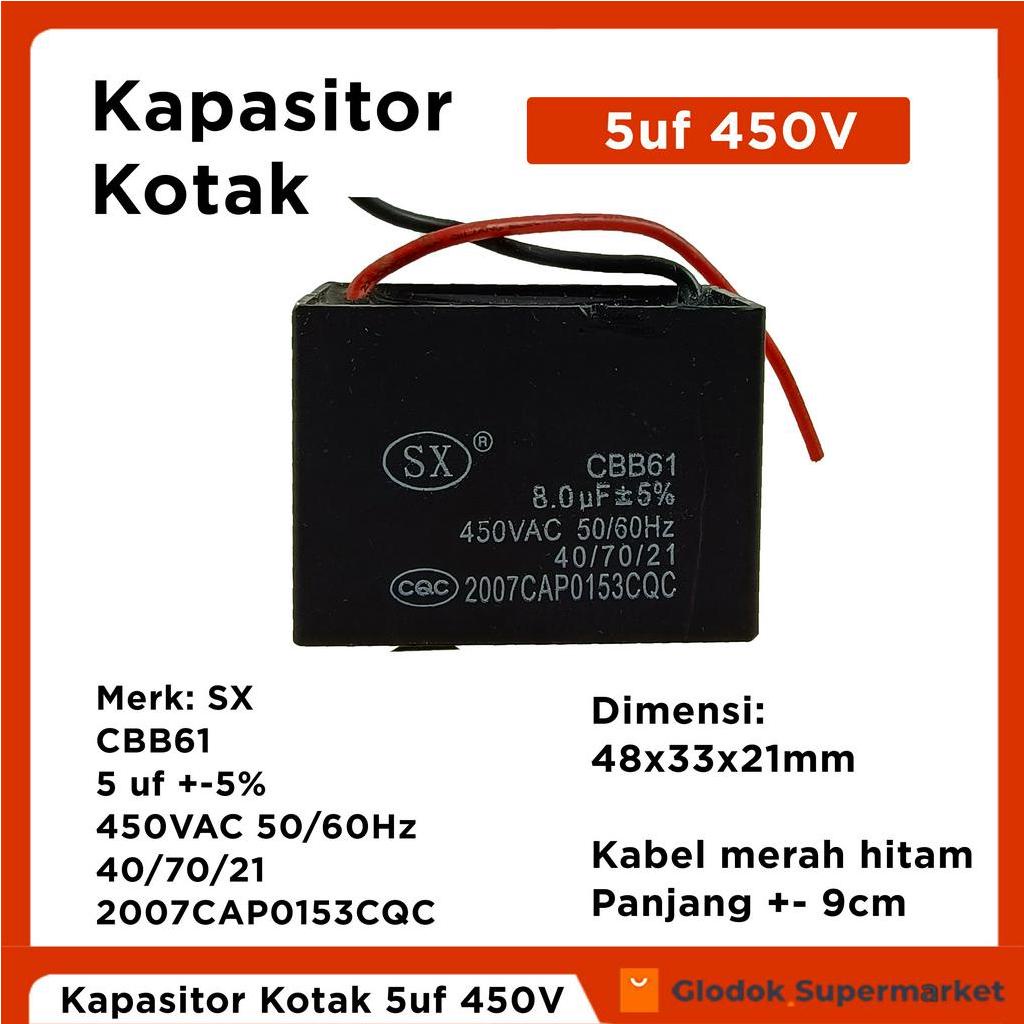 Kapasitor Kotak 8uf 450V AC Capacitor 8 uf CBB61