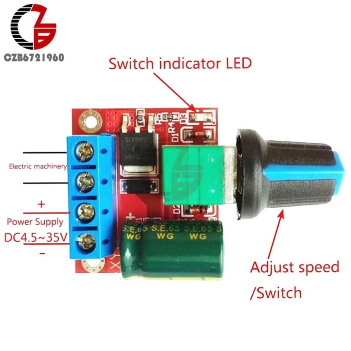 PWM Motor Speed Controller Module Speed Regulator DC 4.5V-35V 5A 90W