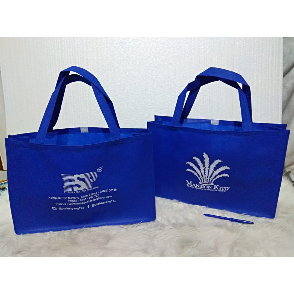 

TAS Spunbond CUSTOM 50x20x40 SABLON 1 sisi 1 warna Goodie Bag Sembako KUAT Merchandise Promosi Toko