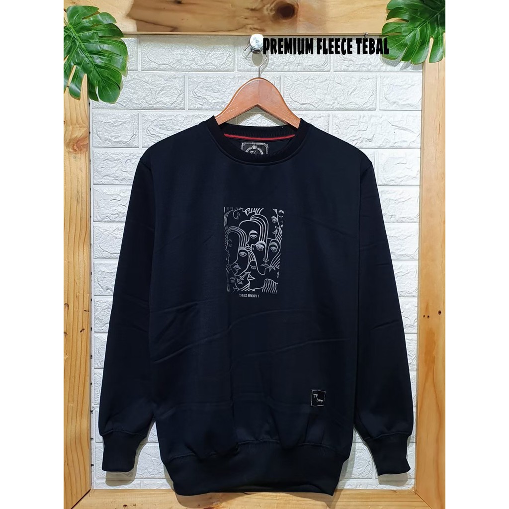 Crewneck TR Black Motif Simpel Pria/Wanita Premium Quality Mall Distro