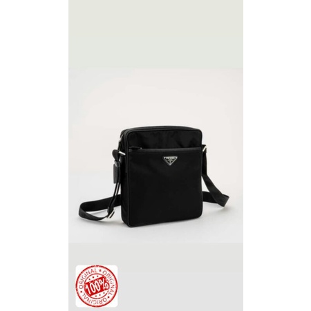 PRADA Nylon and Saffiano Leather Shoulder Bag Black