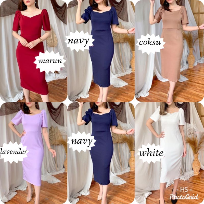 DRESS KOREAN FANNY/TAYLOR VIN BAHAN SCUBA PREMIUM/DRESS PESTA