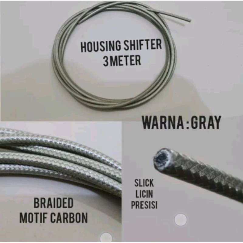 Housing 3 Meter Cable Shifter Braided Motif Carbon Slick . Kabel Luar Outer Shifters Operan