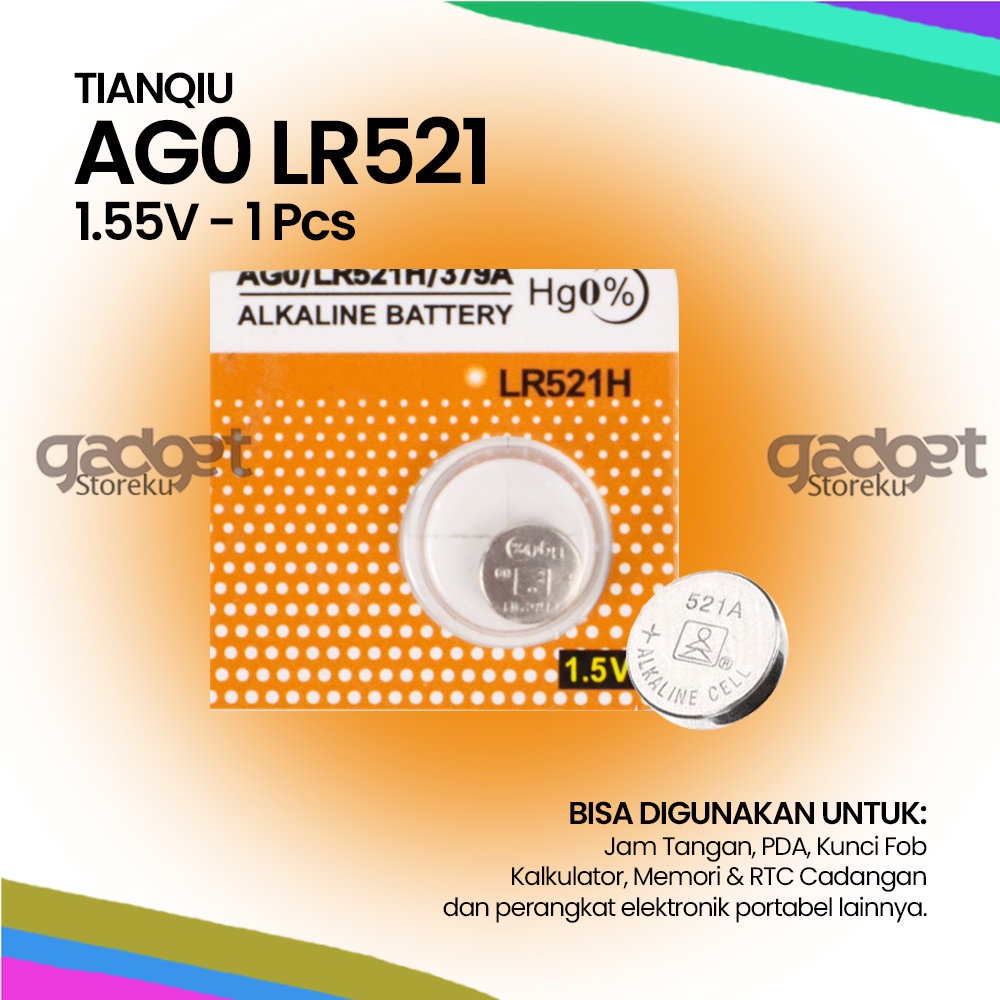 Baterai Kancing AG0 LR521/SR532/LR63 1 PCS Lithium