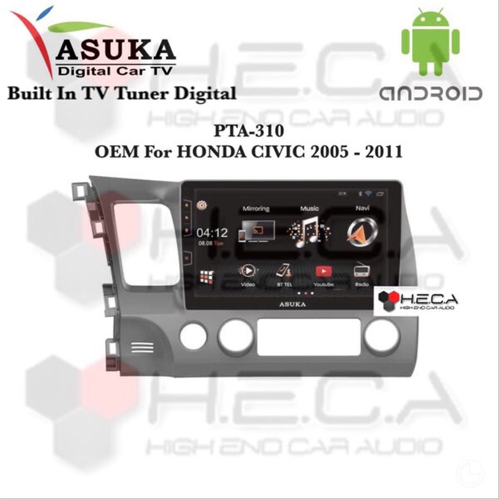 Asuka PTA-310 TV For HONDA CIVIC 2005 - 2011 Head Unit OEM Double Din TV Tuner Digital Android Tape