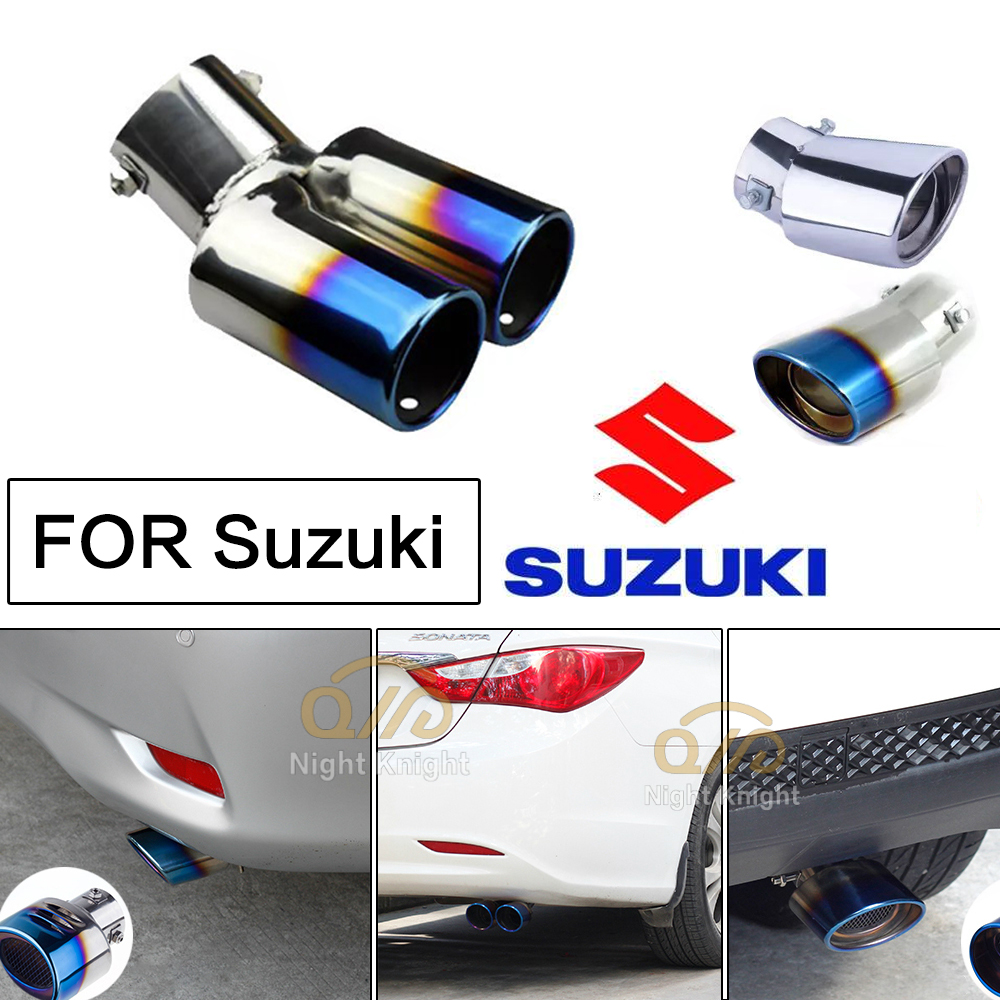 Ujung Knalpot Mobil Muffler Pipa Stainless Steel Chrome Trim Modifikasi Pipa Ekor Knalpot Pipa knalpot roda belakang mobil for Suzuki Vitara Swift XL7 Presso Dzire Jimny Ciaz Celerio Ertiga